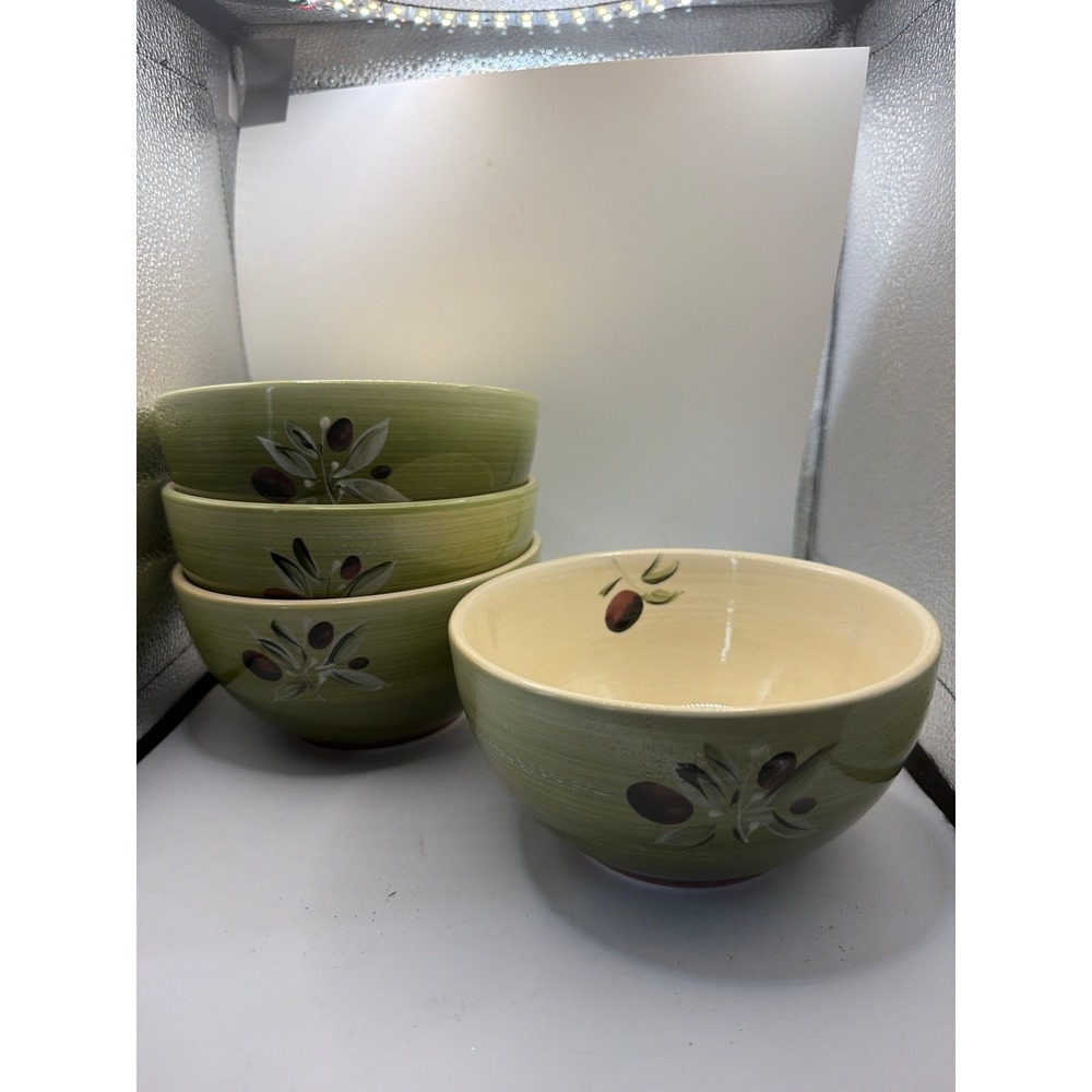 4 Better Homes & Gardens Olive Villa Cereal Soup Bowls 6"